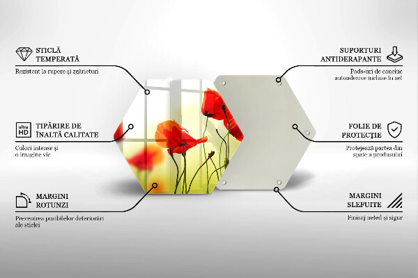 Glas Herdabdeckplatte Rote Mohnblumen