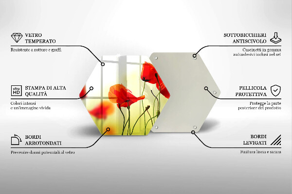 Glas Herdabdeckplatte Rote Mohnblumen