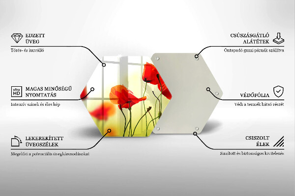 Glas Herdabdeckplatte Rote Mohnblumen