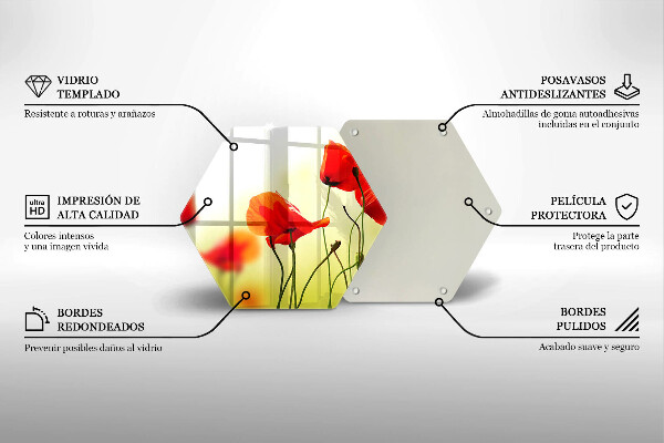 Glas Herdabdeckplatte Rote Mohnblumen