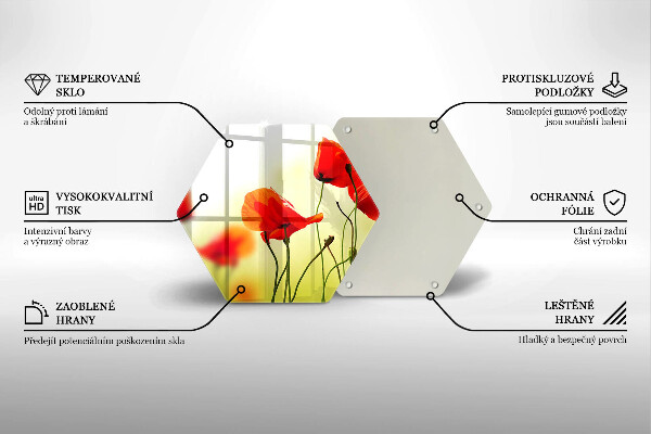 Glas Herdabdeckplatte Rote Mohnblumen
