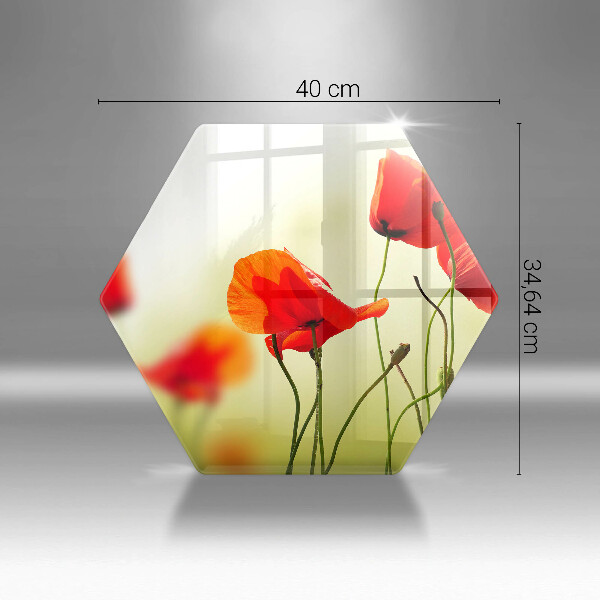 Glas Herdabdeckplatte Rote Mohnblumen
