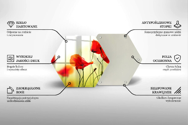 Glas Herdabdeckplatte Rote Mohnblumen