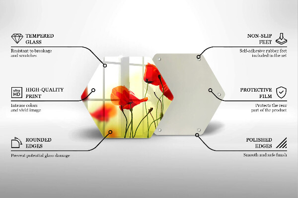 Glas Herdabdeckplatte Rote Mohnblumen