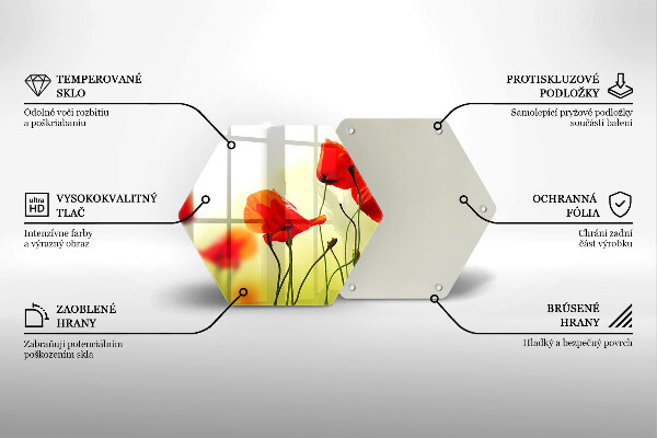 Glas Herdabdeckplatte Rote Mohnblumen