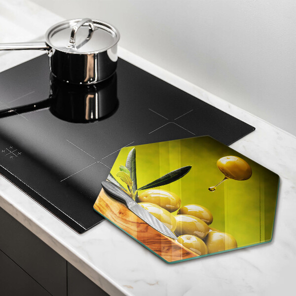 Glas Herdabdeckplatte Leckere Oliven