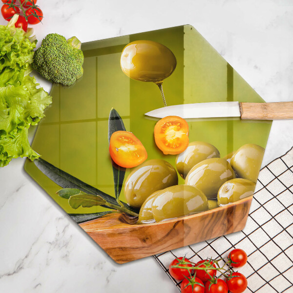 Glas Herdabdeckplatte Leckere Oliven