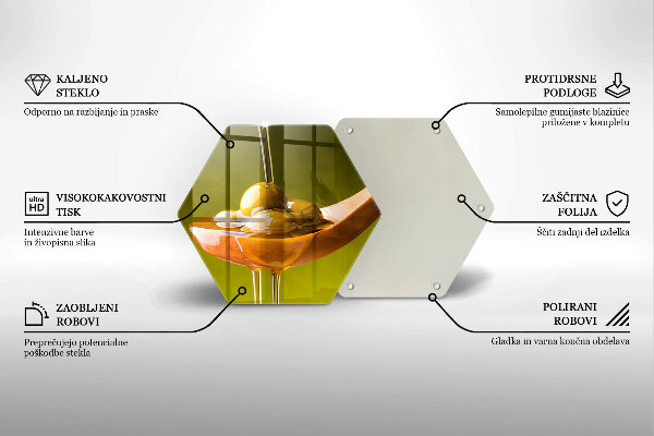Glas Herdabdeckplatte Olivenöl und Oliven