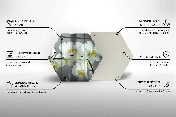 Glas Herdabdeckplatte Weiße Orchideenblüten