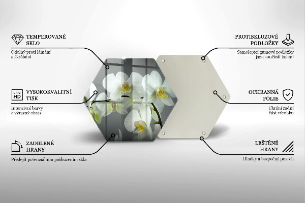 Glas Herdabdeckplatte Weiße Orchideenblüten