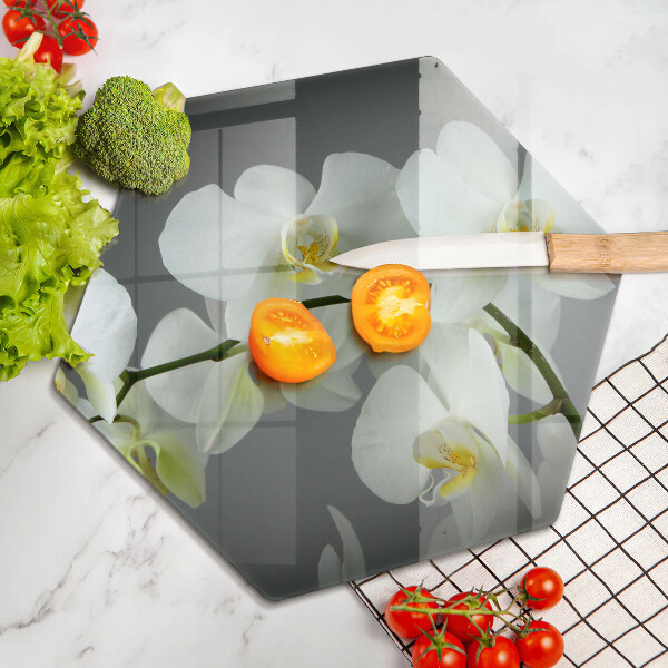 Glas Herdabdeckplatte Weiße Orchideenblüten