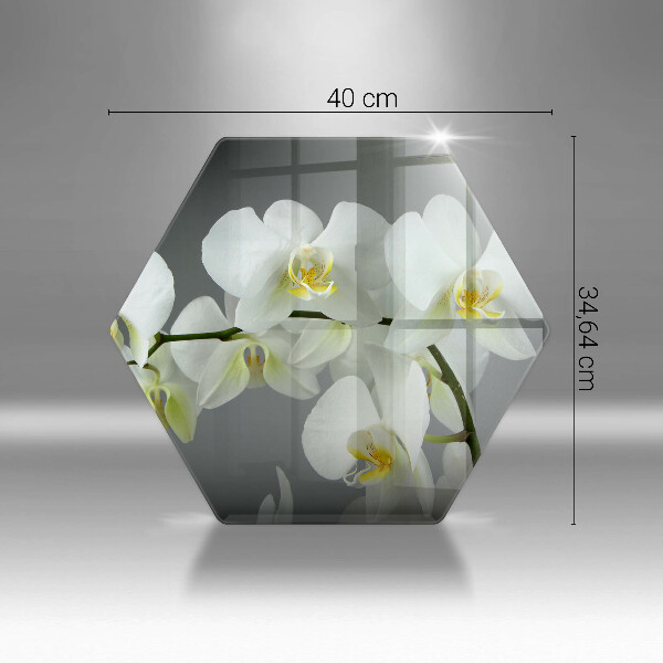 Glas Herdabdeckplatte Weiße Orchideenblüten