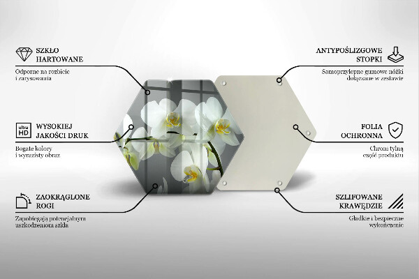 Glas Herdabdeckplatte Weiße Orchideenblüten