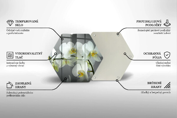 Glas Herdabdeckplatte Weiße Orchideenblüten