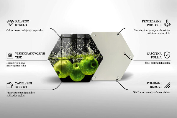 Glas Herdabdeckplatte Grüne Äpfel und Wasser