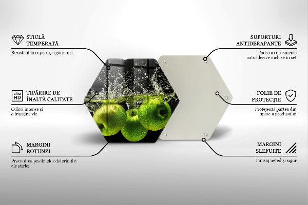 Glas Herdabdeckplatte Grüne Äpfel und Wasser