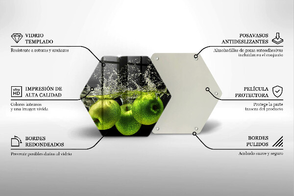 Glas Herdabdeckplatte Grüne Äpfel und Wasser