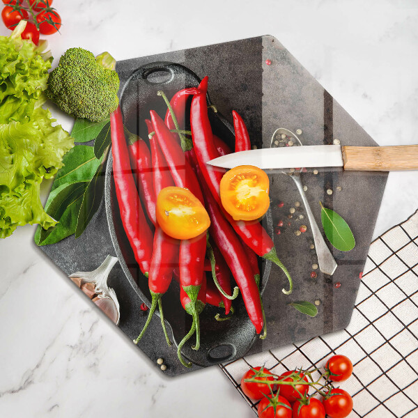 Glas Herdabdeckplatte Rote Chilischoten