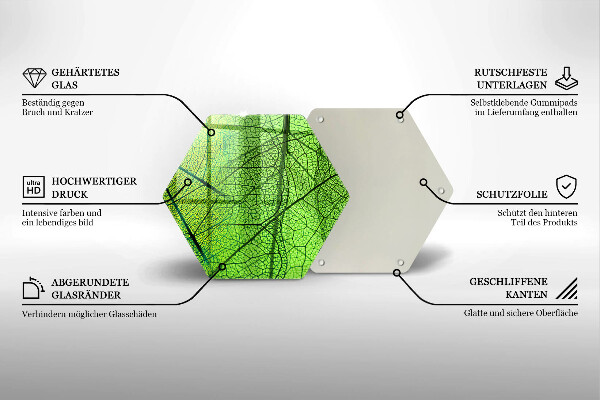 Glas Herdabdeckplatte Naturblattadern