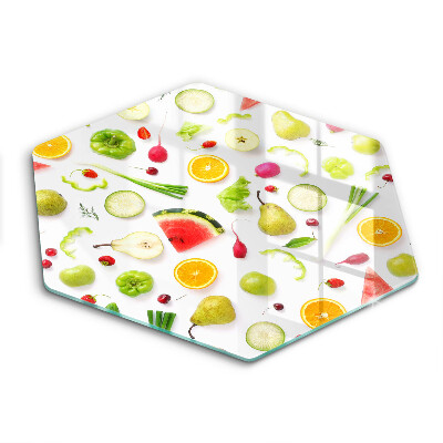 Glas Herdabdeckplatte Obst- und Gemüsemuster