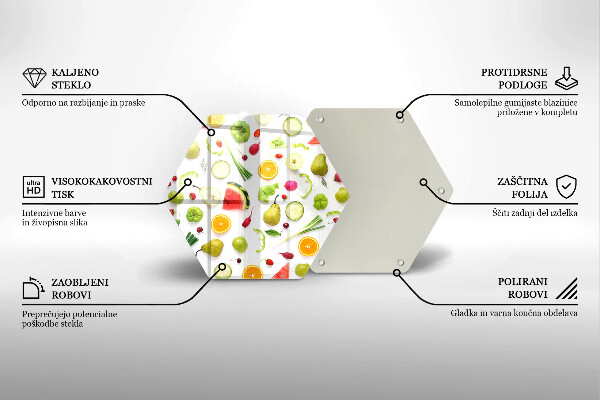 Glas Herdabdeckplatte Obst- und Gemüsemuster
