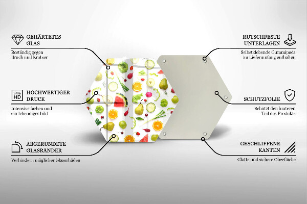 Glas Herdabdeckplatte Obst- und Gemüsemuster