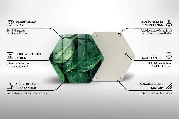 Glas Herdabdeckplatte Basilikumblätter