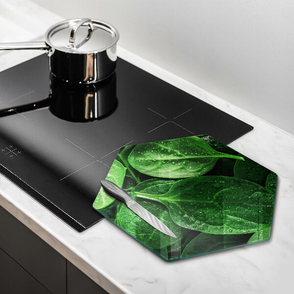 Glas Herdabdeckplatte Basilikumblätter