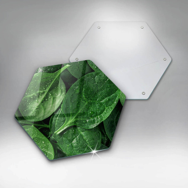 Glas Herdabdeckplatte Basilikumblätter