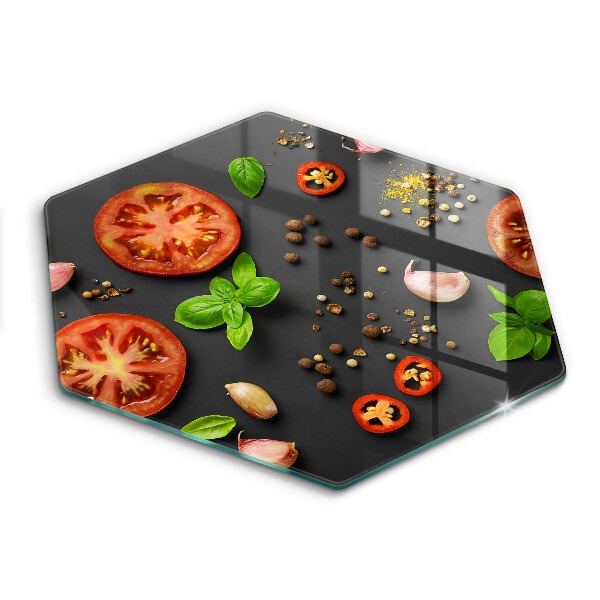 Glas Ceranfeldabdeckung Tomaten und Gewürze