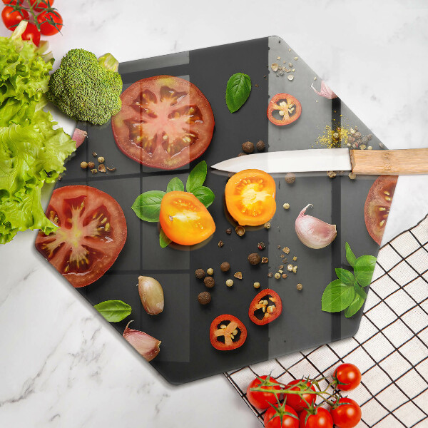 Glas Ceranfeldabdeckung Tomaten und Gewürze