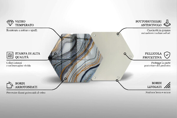 Glas Herdabdeckplatte Rock mit Gold