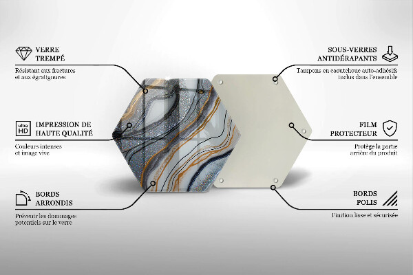 Glas Herdabdeckplatte Rock mit Gold