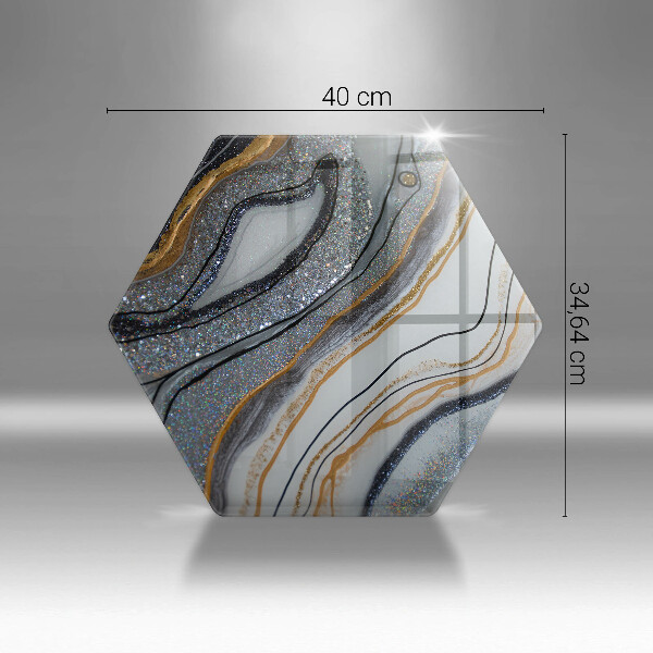 Glas Herdabdeckplatte Rock mit Gold