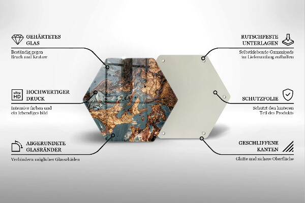 Glas Herdabdeckplatte Goldene Felsstruktur