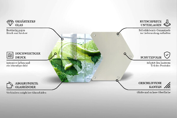 Glas Ceranfeldabdeckung Limette Minze und Eis