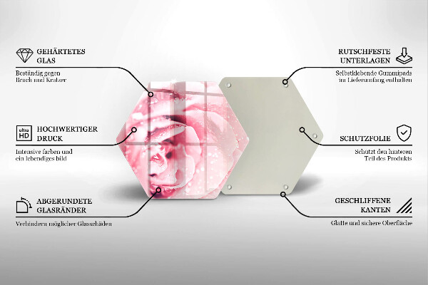 Glas Ceranfeldabdeckung Tautropfen und Rosenblüte