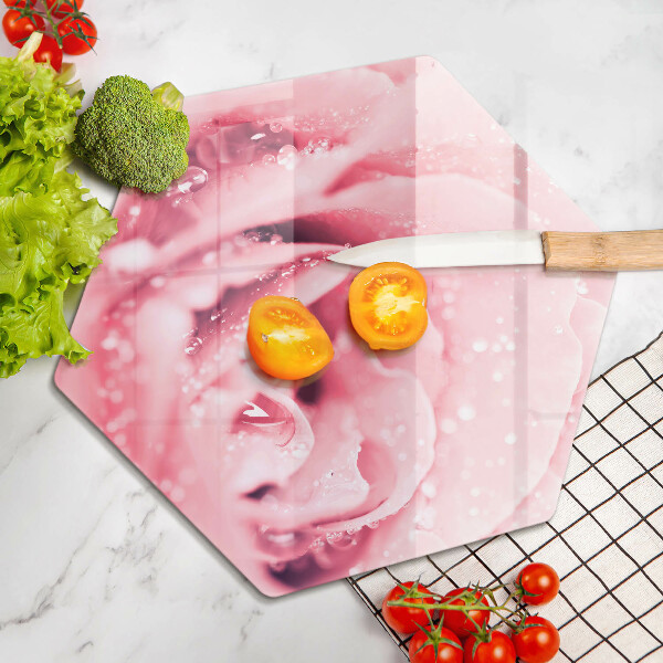 Glas Ceranfeldabdeckung Tautropfen und Rosenblüte