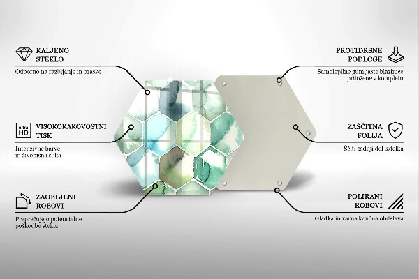 Glas Herdabdeckplatte Aquarell-Sechsecke