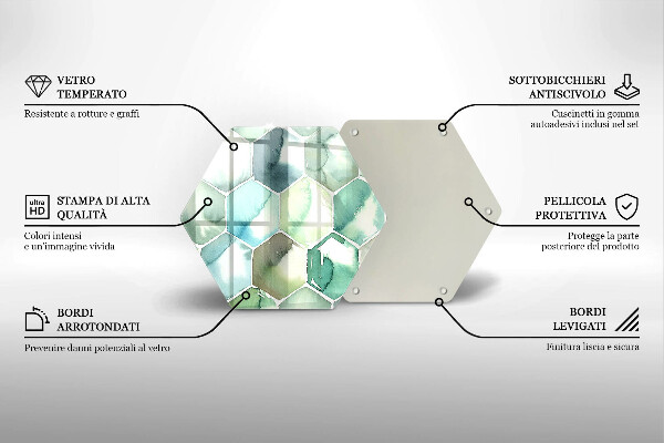 Glas Herdabdeckplatte Aquarell-Sechsecke