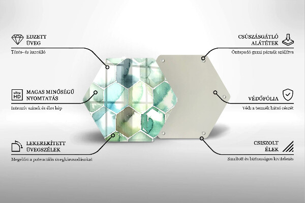 Glas Herdabdeckplatte Aquarell-Sechsecke