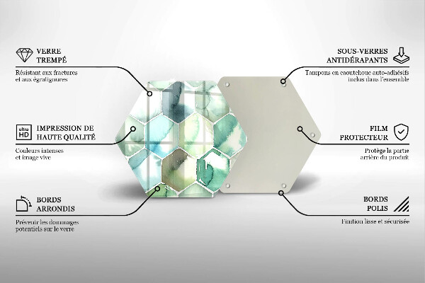 Glas Herdabdeckplatte Aquarell-Sechsecke