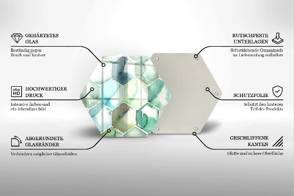 Glas Herdabdeckplatte Aquarell-Sechsecke