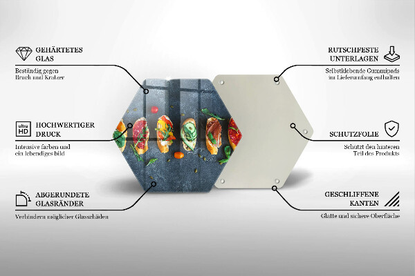 Glas Herdabdeckplatte Bunte Sandwiches