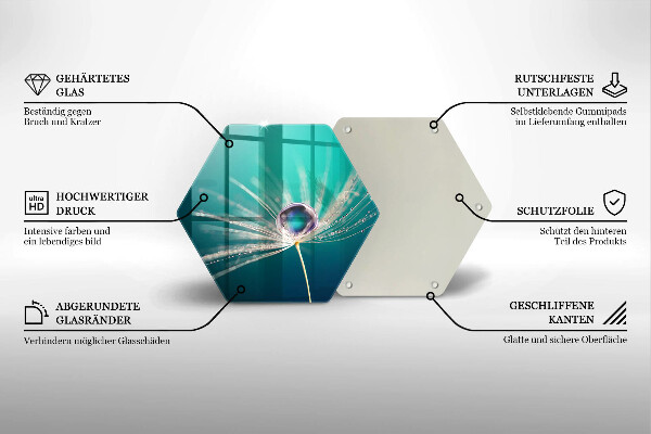 Glas Herdabdeckplatte Tau auf einem Löwenzahn