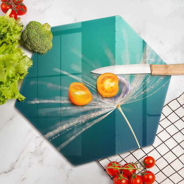 Glas Herdabdeckplatte Tau auf einem Löwenzahn