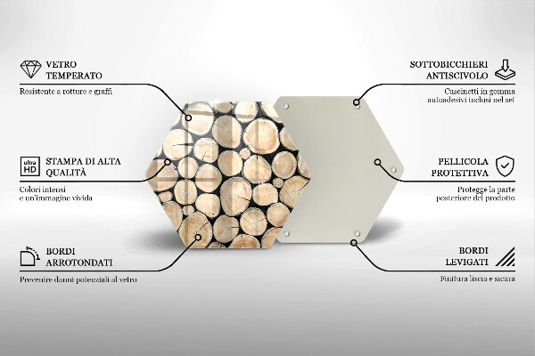 Glas Herdabdeckplatte Baumstämme aus Holz
