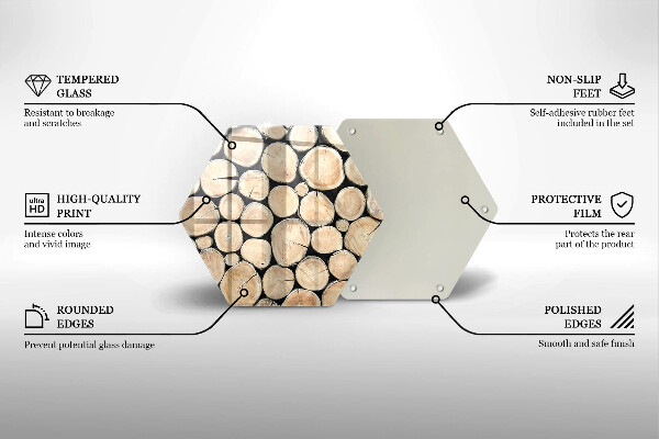Glas Herdabdeckplatte Baumstämme aus Holz