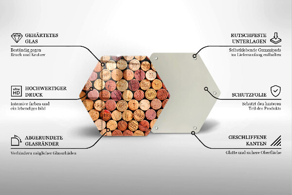 Glas Herdabdeckplatte Weinkorken-Muster