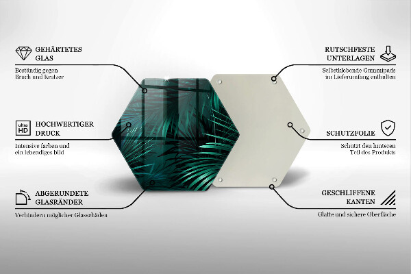 Glas Herdabdeckplatte Wilde Dschungelblätter